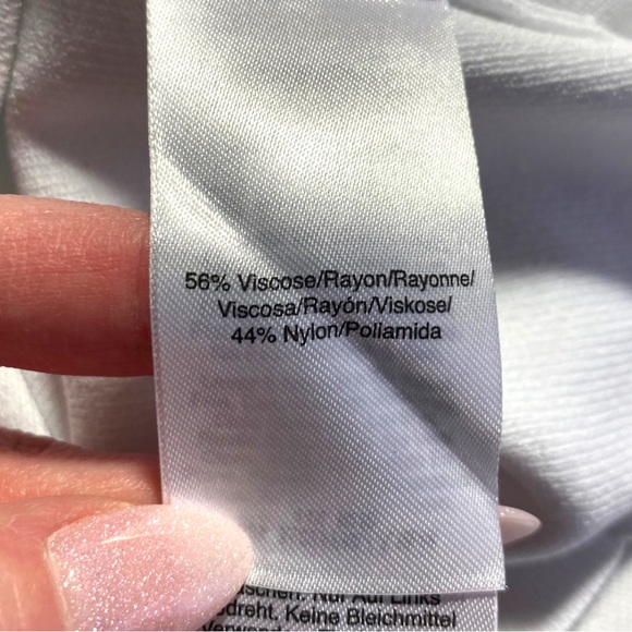 HP💎 NWT Donna Karan New York Twist 3/4 Sleeve Scoop Neck Knit Blouse White XS - Picture 10 of 16